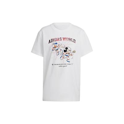 Disney Cartoon Print Round Neck Short Sleeve T-Shirt Women Tops White HL9051