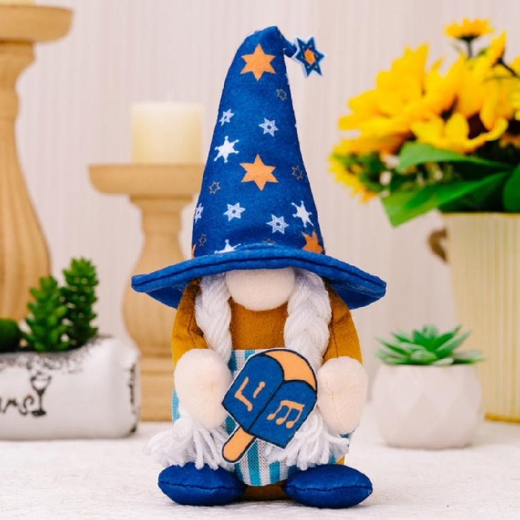 Festival Hanukkah Gnome Dolls Handmade Plush Table Decorations for Jewish Holiday Celebration Festival Shelf Display
