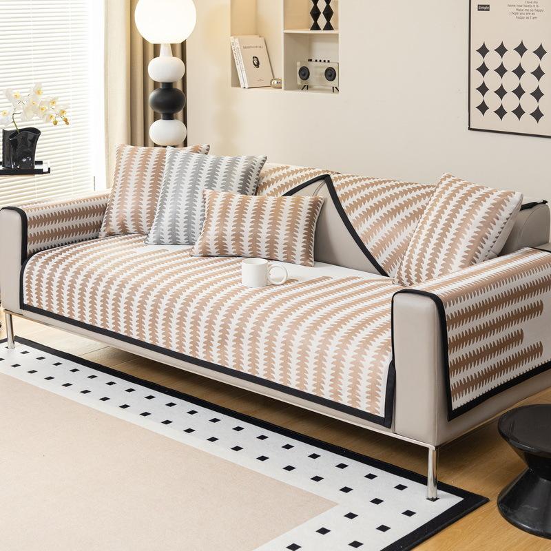 Summer Ice Silk Sofa Cushion Cool But Not Ice Sofa Seat Cushion Non-Slip Light Luxury High Sense  New Sofa Cover