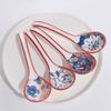 Set of 4 Porcelain Ramen Spoons Curved Handle Cooking Utensil Wonton Ceramic Soup Spoon  Home
