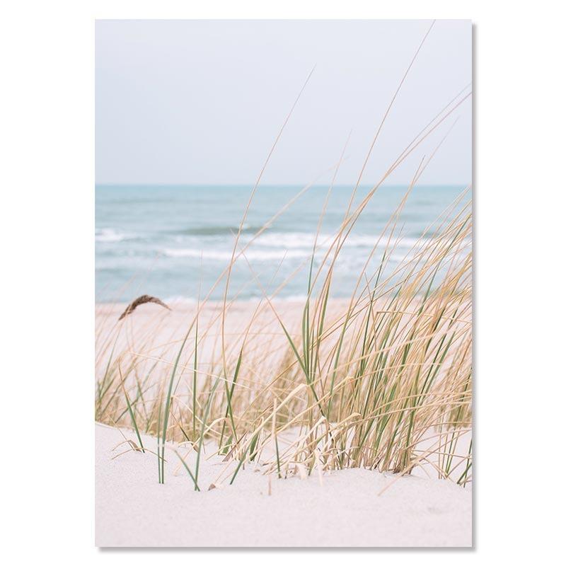 Tropical Beach Ocean Poster Palm Tree Banana Leaves Wall Art Canvas Painting Bridge Summer Seascape Picture For Home Decor