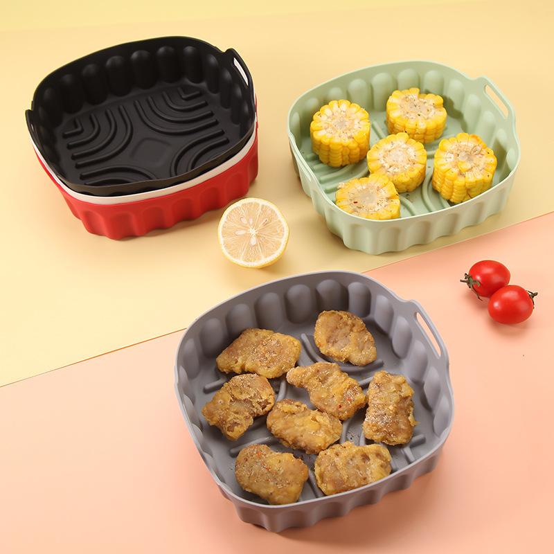 Reusable Baking Basket Air Fryer Silicone Liner Non Stick Foldable Tray Pot for Family Kitchen Use