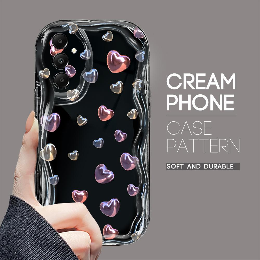 

Милый мультяшный узор, кремовая текстура, мягкий силиконовый чехол с волнистыми краями, чехол для телефона Samsung Samsung F12 чёрный