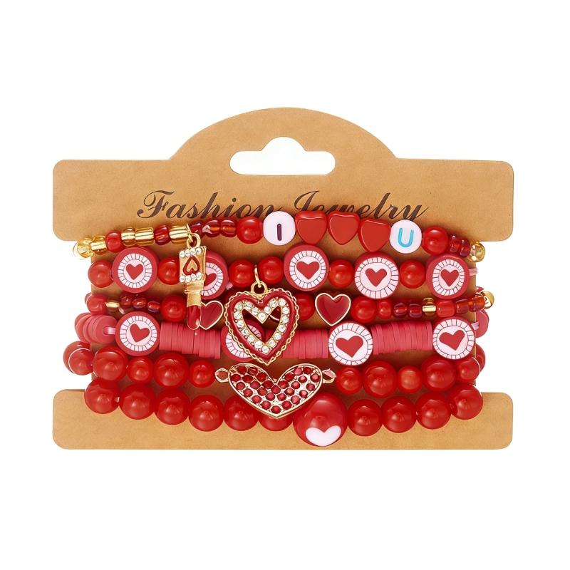 Stylish Valentine's Day Bracelets for Women Heart Charm Stackable Wristchain Trendy Accessory For Her