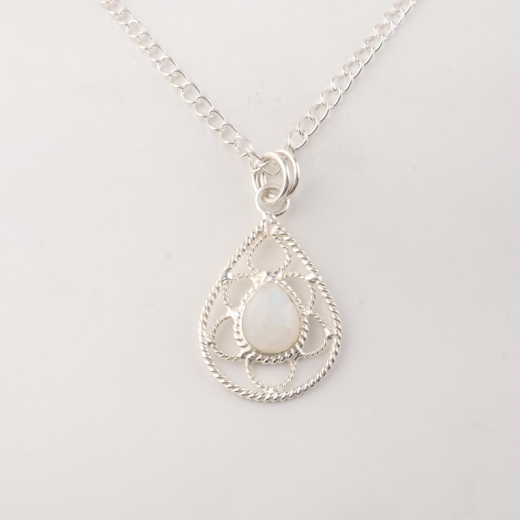 Rainbow Moonstone Gemstone 925 Sterling Silver Handcrafted Jewelry Pendant 1.40" For occasion PP-19-18