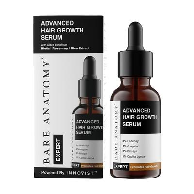 Bare Anatomy Advanced Hair Growth Serum | 3% Redensyl, 4% Anagain, 3% Baicapil, 1% Capilia Longa, Rosemary, Biotin & Rice Water for Women & Men | 30ml