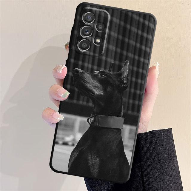 Tpu Soft Phone Case For Samsung Galaxy A71 A31 A51 A22 A52 A23 A21s A72 A32 A33 A53 A13 A42 A41 Animal Doberman Dog Cover Bag