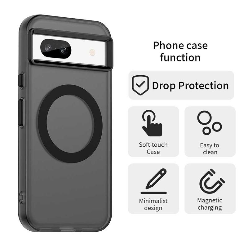 For Google Pixel 8A Case Magsafe Wireless Charging Cover Google Pixel 8A Case Shockproof Matte TPU Phone Bumper Google Pixel 8A