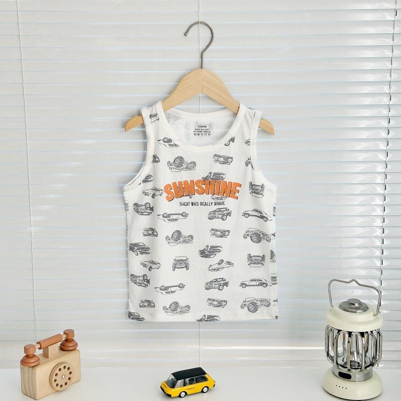 Boys pure cotton vest summer children's mesh hurdle girl baby sling little boy summer middle and older children's vest