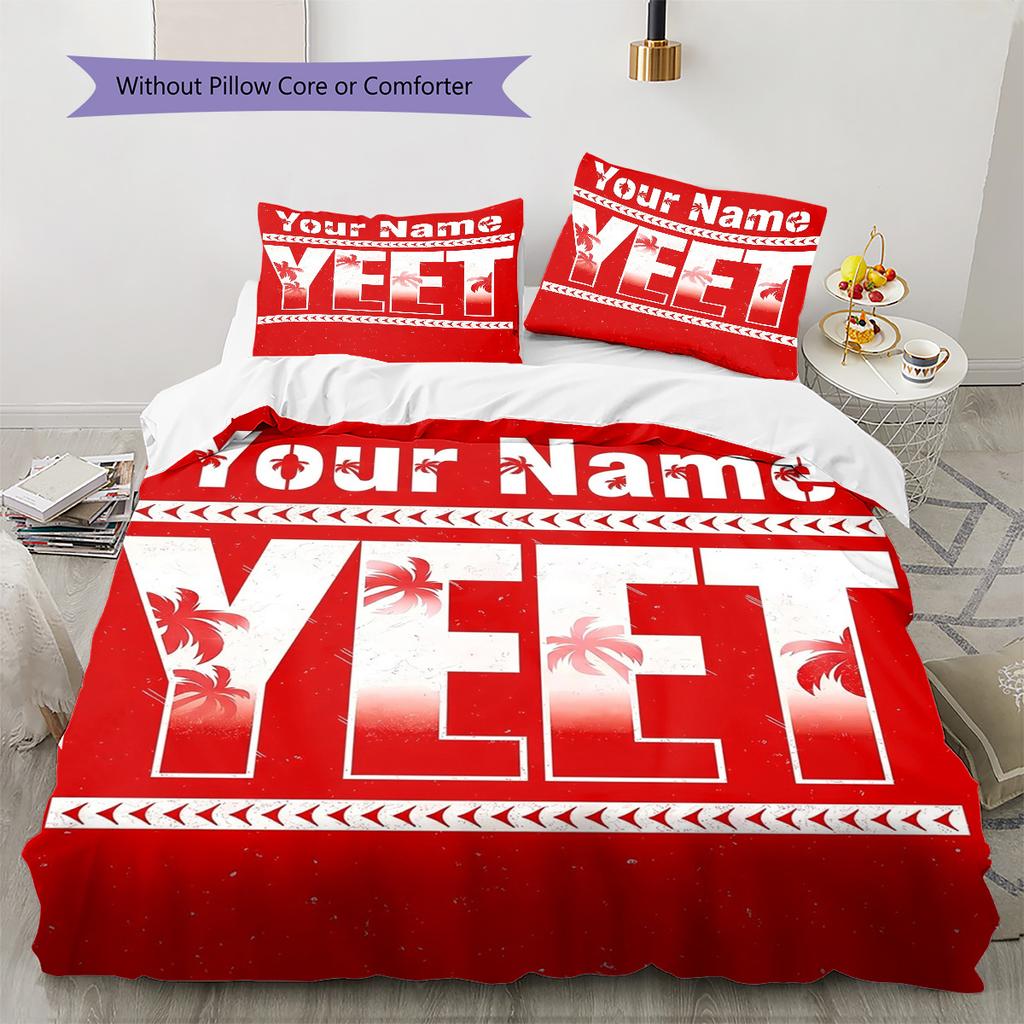 Ink Motto Custom Name Pattern Bedding Quilt Set Quilt Cover Pillowcase Home Birthday Gift(1 * duvet cover + 2 * pillowcase, without core)