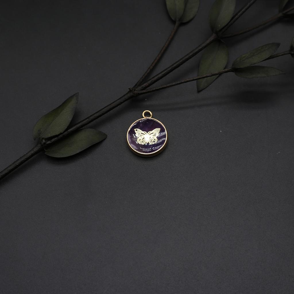 2Pcs Small Pendant Natural Stone Butterfly-Shaped Patter Pendant For Jewelry Making DIY Necklace Earrings Bracelet Accessory