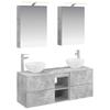 5 Piece Bathroom Furniture Set Concrete Grey Engineered Wood & Glass