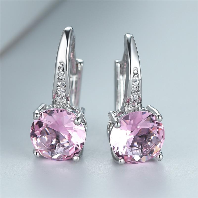 Cute Female Crystal Green Zircon Stone Clip Earrings Color Wedding Jewelry For Women