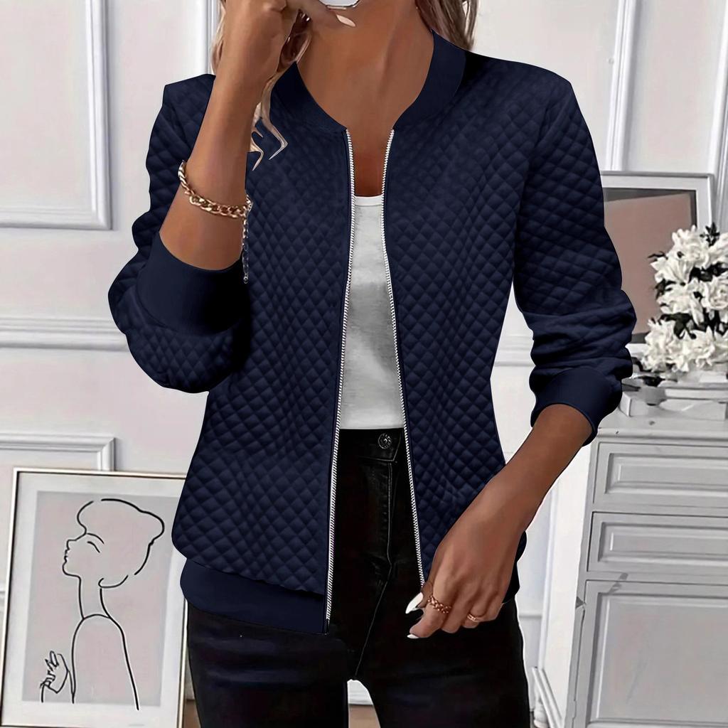 2025 station wish TUME explosion autumn and winter solid color long-sleeved knitted zipper jacket women's clothing