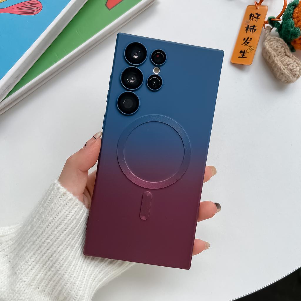 Samsung S24ultra Gradient Liquid Magnetic Suction Phone Case Suitable for S23 Skin Feeling Soft Shell S22 Full Cover Anti Fall