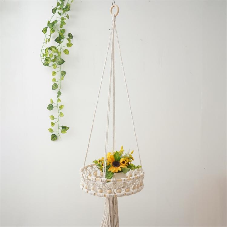 Sturdy Cotton Handwoven Hanging Storage Baskets Stylish Kitchen Organizers Portable for Fruit and Vegetable Display