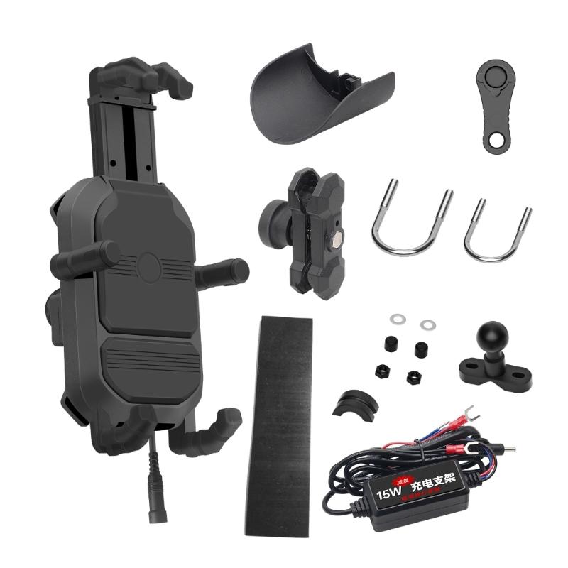 Motorcycle Phone Holder 15W Wireless Charger USB Fast Charging Bike Rack Support 1