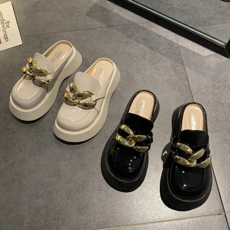 Baotou Half Slippers Women's Wear 2025 New Fashion Versatile Korean Version Platform Internet Celebrities Ins Muffin Shoes Summer Tide