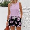 Plus Size Solid Color Sleeveless Cami Vest Top & Shorts Set, Women's Summer Loose Casual Two Piece Outfit, Simple Versatile Loungewear