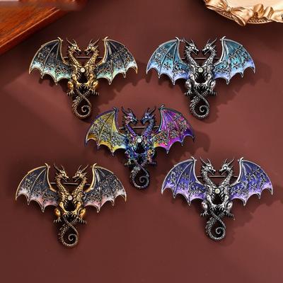 Vintage Metal Dragon Brooches Sparkling Elf Animal Brooch Fashion Lapel Pin  Prom