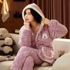 Ms. Autumn and Winter Coral Fleece Intensification Brushed Warm Flannel Loungewear Large Size Set Pajama Set Sleepwear Women