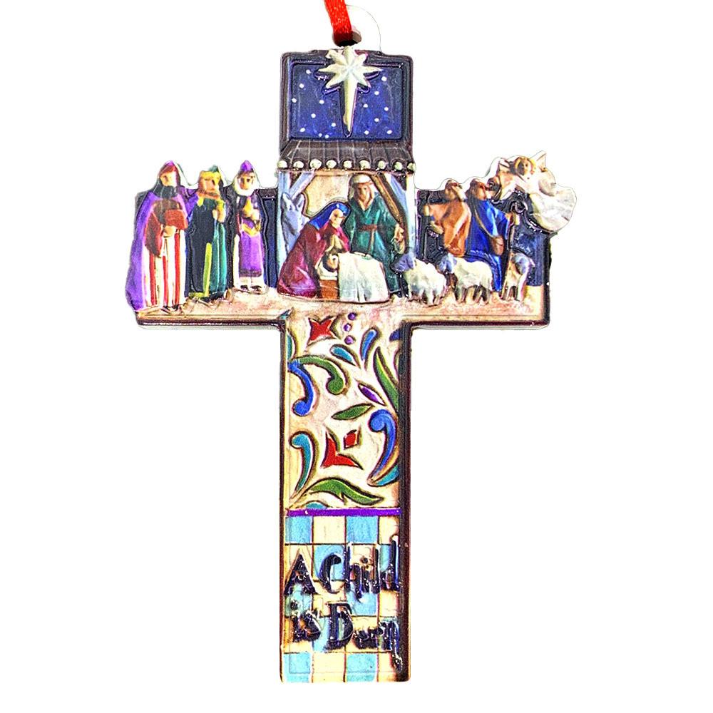 Resin Handpainted Charming Cross Jesus Seven Blessings Festive Hanging Accessory For Holidays