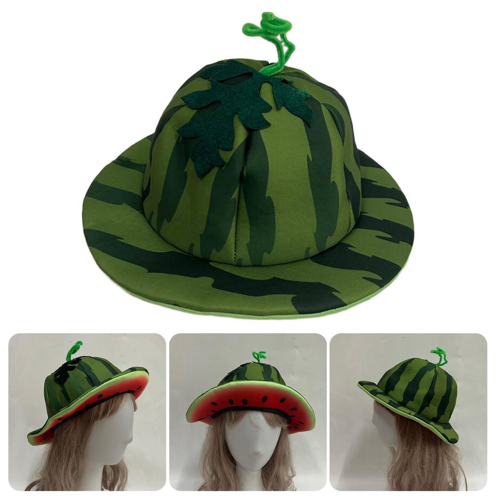 Foldable Watermelon Bucket Hat For Outdoor Activity Breathable and Lovely Fruit Shape Hat for Men Women Theme Event