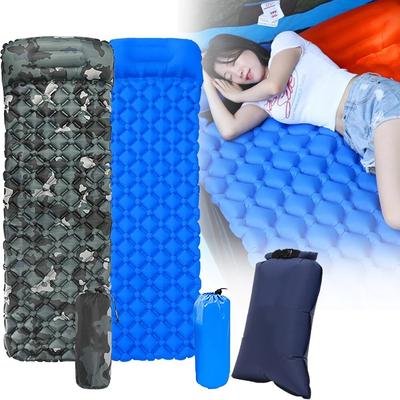 Ultralight Inflatable Sleeping Pad Fast Filling Air Bag Camping Mat Inflatable Mattress with Pillow Life Rescue Cushion Pad Bed LS