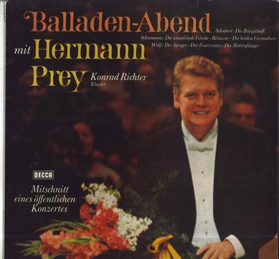 LP Record HERMANN PREY KONRAD RICHTER Balladen Abend Mit Hermann Prey SAD22020 DECCA Germany Classical Used