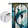 Panels Stained Glass Dolphin Decorative Curtains Semi Transparent Without Lining Durable Polyester Fiber Curtain