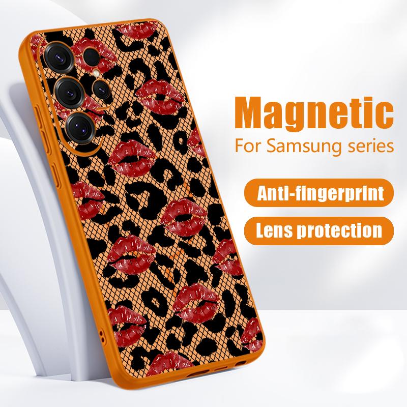 Creative Leopard Print Case For Samsung S26 Ultra S25 Edge S24 Plus S23 FE A15 A16 A17 A35 A36 A37 A54 A55 A56 A57 5G Hybrid TPU+PC Magnetic Cover