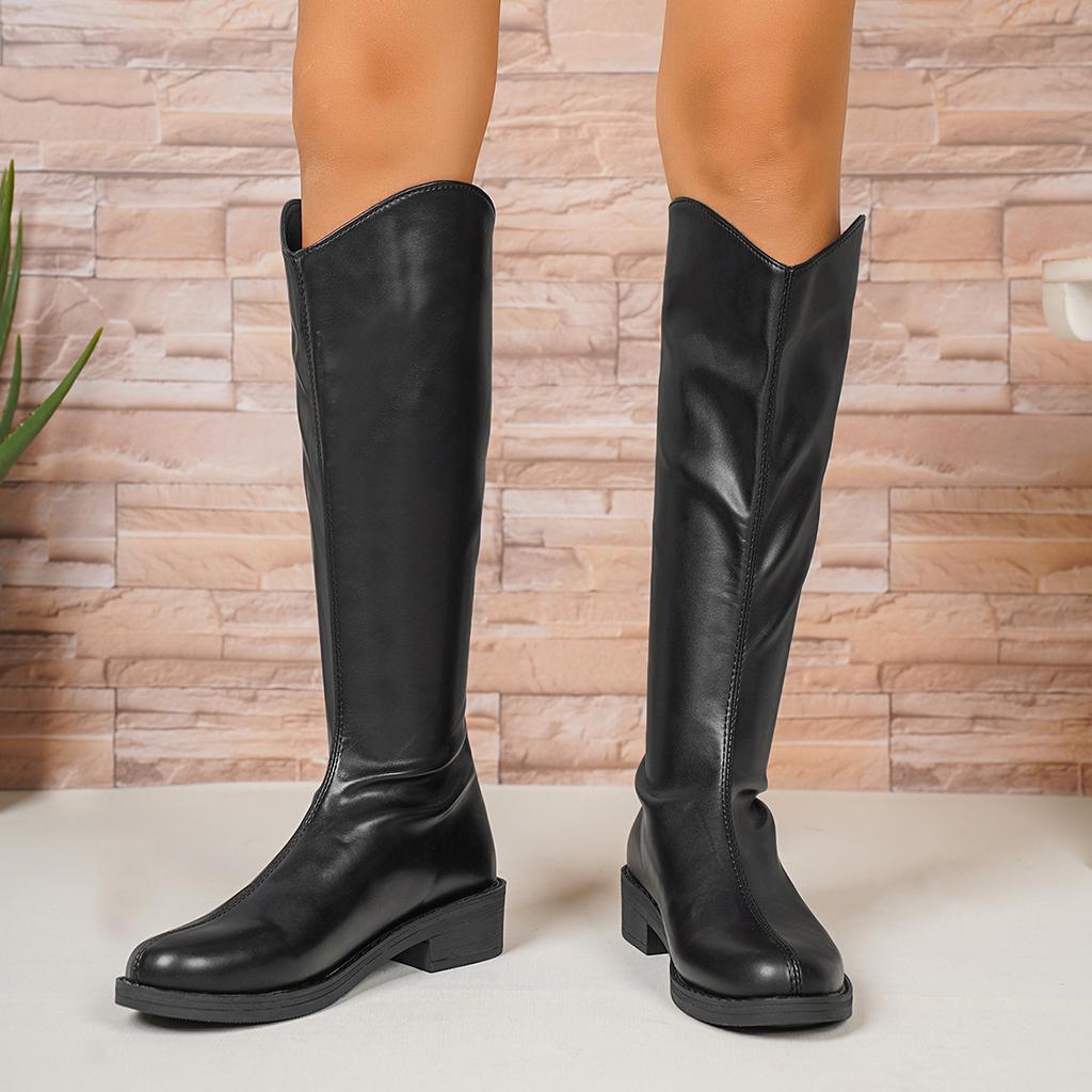 Fashion New Style Winter Boots Minimalist and Fashionable Leather Knight Boots Women's Cowhide Soft High Boots Women Zapatos Mujer