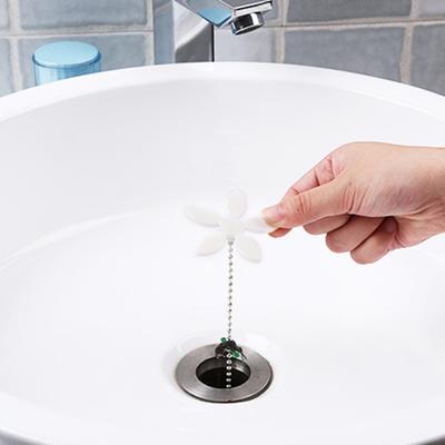 Pipe Unclogger Disposable Flower Decor Drain Strainer with Chain Anti Clog Hair Catcher Sink Tub Shower Kitchen Drain Cleaner
