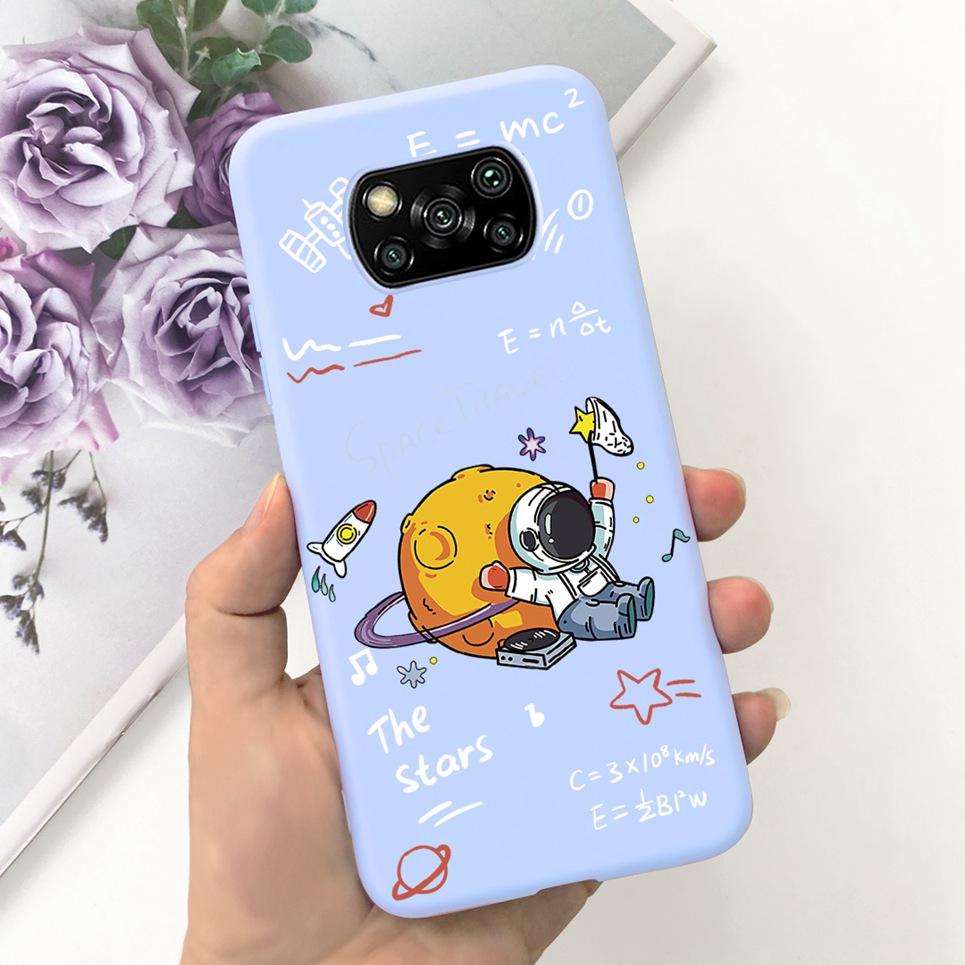 For Xiaomi Poco X3 Pro PocoX3 NFC Back Cover Case Astronaut Printing Cartoon Bumper Soft Matte Silicone For Poco X3 X3Pro Coques