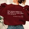 Popular you are enough dear people casual crew neck long sleeve printed fleece sweater