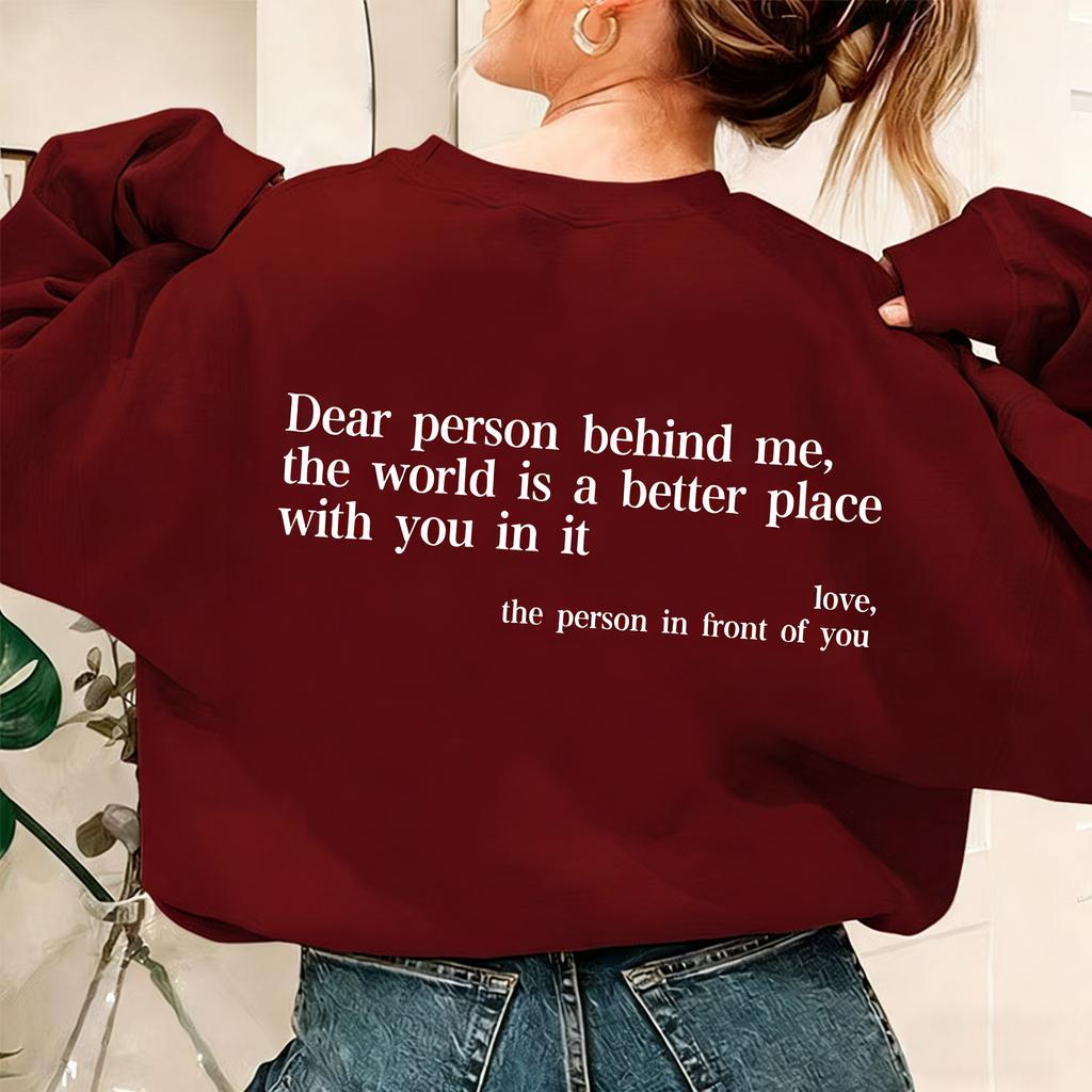 Popular you are enough dear people casual crew neck long sleeve printed fleece sweater