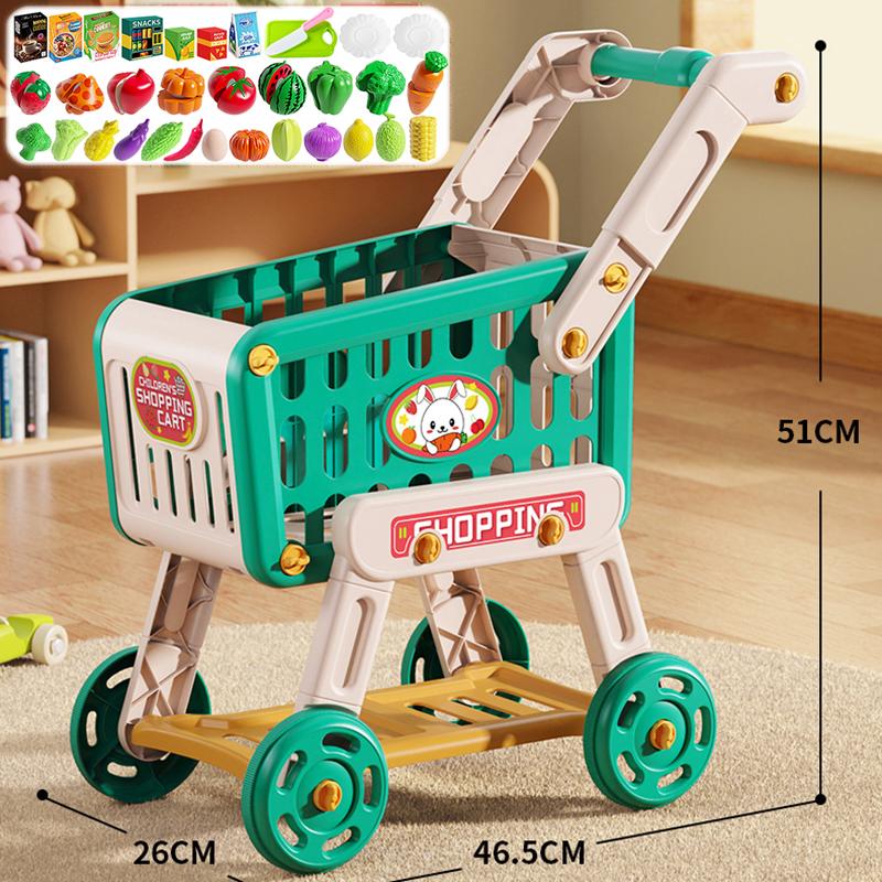 

Игрушка Тележка для покупок 33 шт. Детская Малыш Детская Тележка Игра Рынок Игрушки Игрушки для ролевых игр Детский Подарок на день рождения Shopping cart-Green