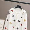 Autumn Women Designer Embroidery Monsters Single Breasted Knitted Sweater Coat Jacket