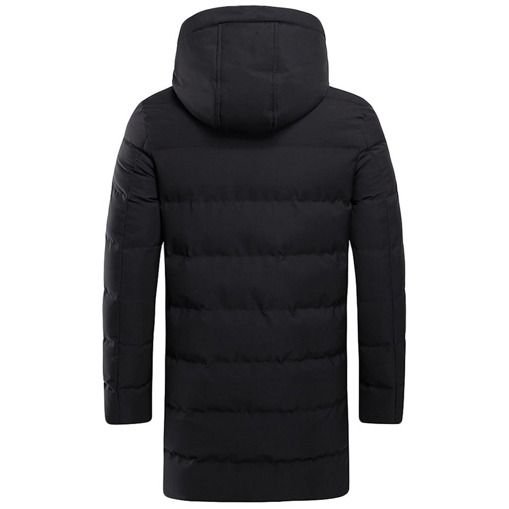 Pánská zimní móda Mikina s kapucí střední délky Zesílená bunda s vycpanou bavlnou