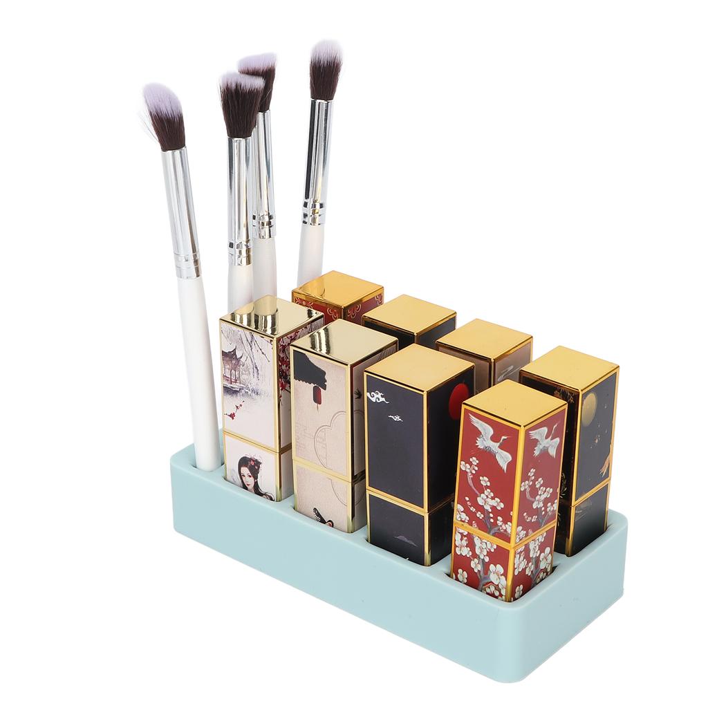Silicone Lipstick Holder 12 Spaces Lipstick Organizer for Lipstick Eyebrow Pencil Makeup Brush