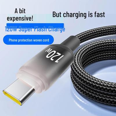 120W Super Fast 6A Ladekabel für Apple 15/16 & Huawei Typ-C Geräte