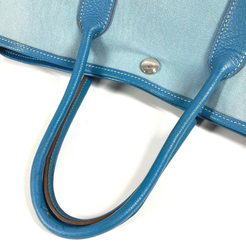 Hermes Garden Party TPM Hand Bag Tote Bag Toile Offishe/Leather Blue