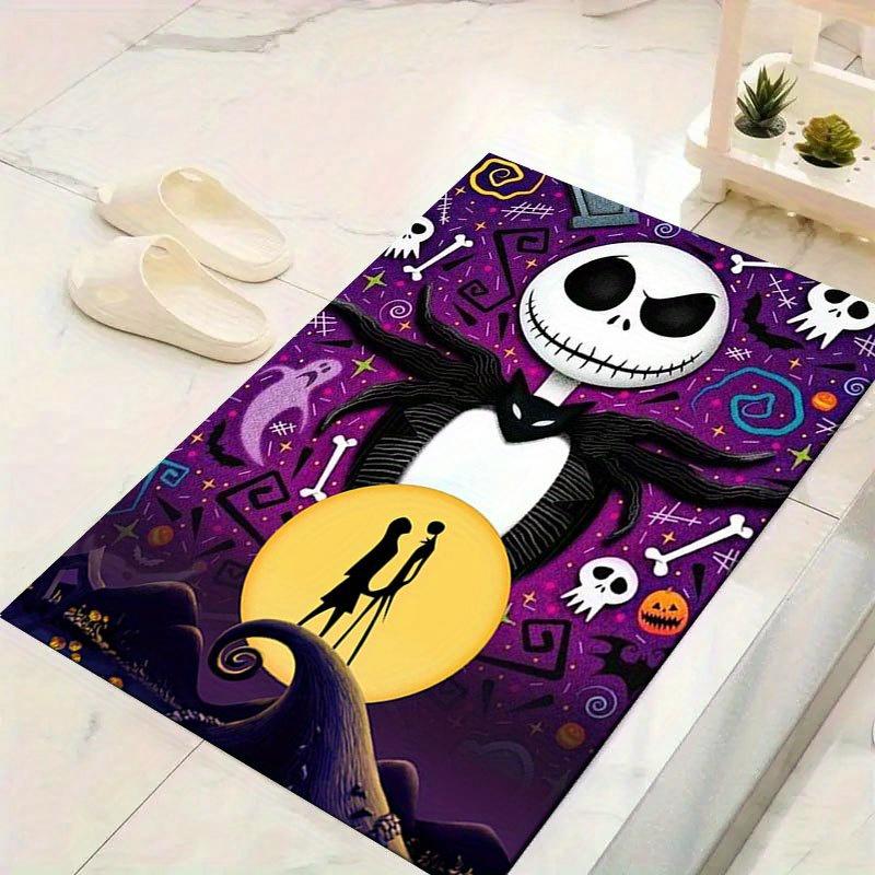 1pc Disney Jack Skellington Pattern Carpet Area Rug Non-slip Carpet Hand Washable Floor Mat Suitable For Living Room Bedroom Home Decor