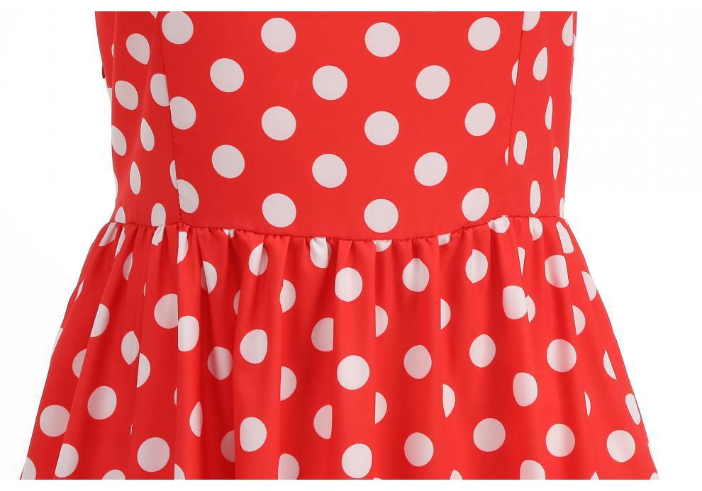 Retro Hepburn Style Polka Dot Wide Hem Dress