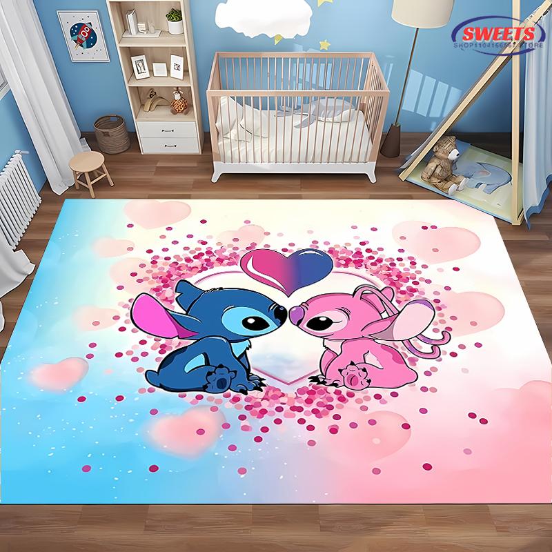 NO.5 Disney Lilo & Stitch Theme Carpet! Bedroom Living Room Bed Mat, Non-slip Exquisite Home Decor, Durable Machine Washable Rug