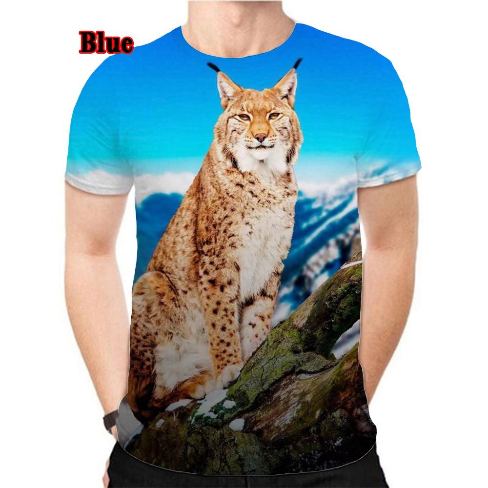 men woman Spring/Summer Printed 3D Animal Lynx Harajuku Streetwear Short Sleeve Unisex Hip Hop T-shirt XS-5XL