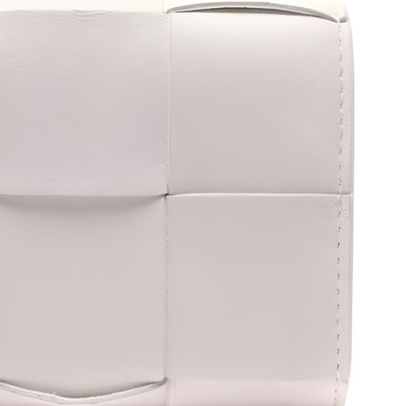 Bottega Veneta Cassette Woven Three-Fold Box Lambskin Wallet Small Men Wallet White 750245VCQC19009