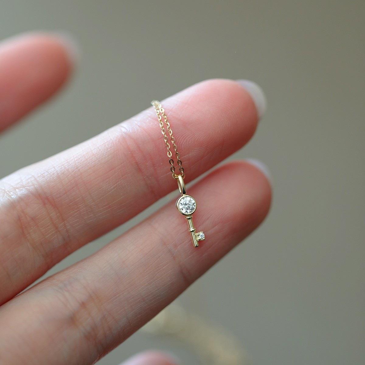 14K Gold-Plated Sterling Silver Mini Key Pendant Charm - Chic & Stackable 925 Sterling Silver