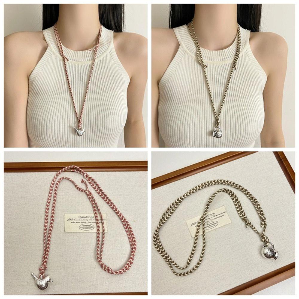 Alloy Weaving Necklace Bohemian Style Charm Jewelry Fashion Animal Bird Pendant Necklace  For Girls