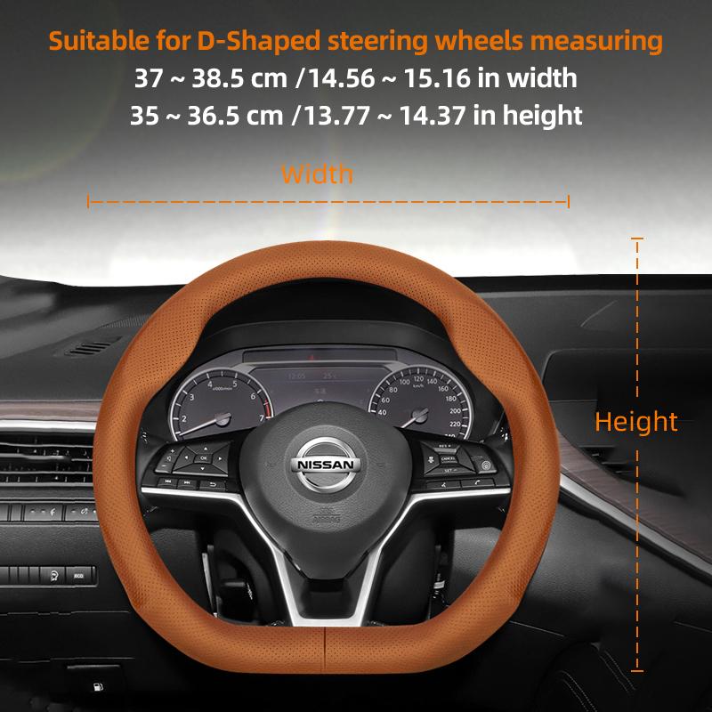 Suitable for Nissan Ultra-Thin Breathable Leather Steering Wheel Cover Suitable for Qashqai J10 J11 March Terrano2 Pathfinder R51 Note E12 Almera